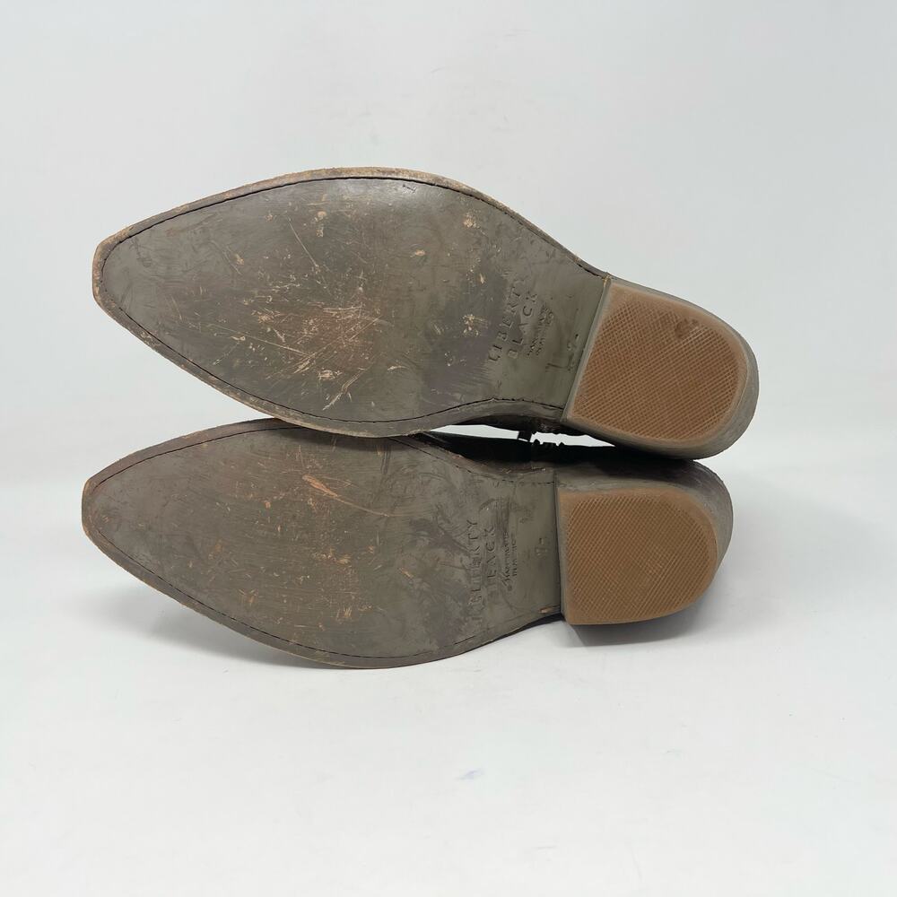 LIBERTY Black Taupe Western Heeled Ankle Boots - Picture 8 of 10